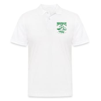 Mushroom Club – Vintage Pilz-Typografie - Männer Poloshirt - Weiß - Vorne - Kai (181cm)