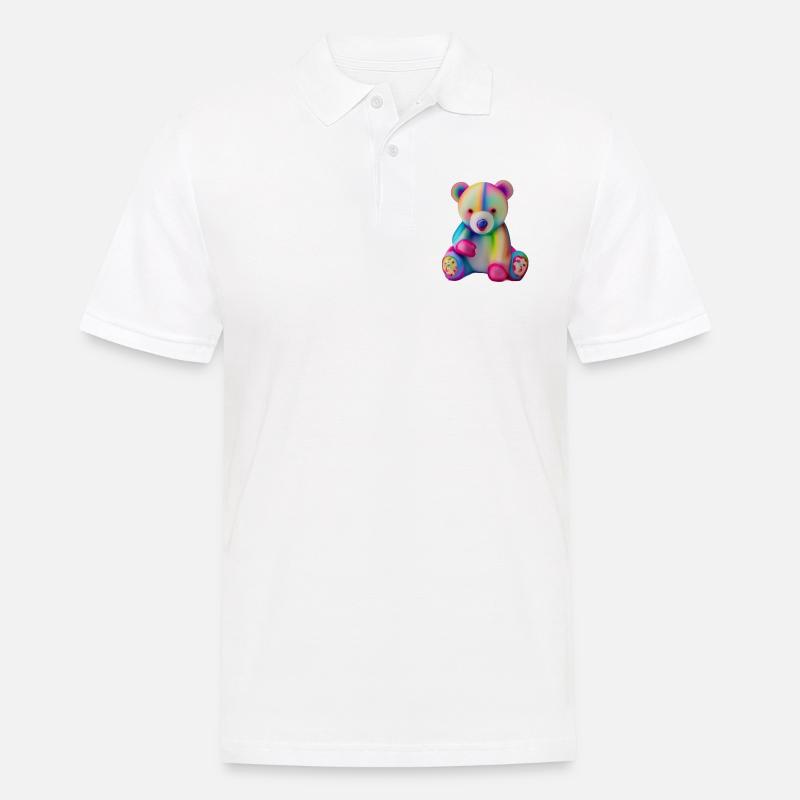 Mehrfarbiger Teddybär - Männer Poloshirt - Weiß