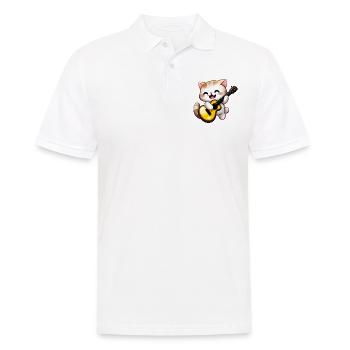 Cat with guitar - Men's Polo Shirt - white - Front - Kai (181cm)