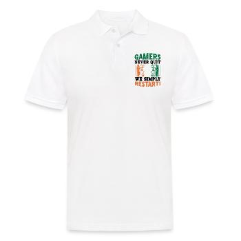 Gamers never quit - Männer Poloshirt - Weiß - Vorne - Kai (181cm)