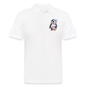 Pingouin avec style aquarelle café - Polo Homme - blanc - Devant - Kai (181cm)