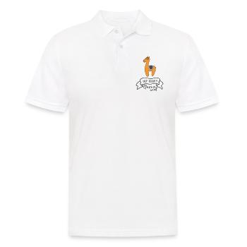 LAMA LAMAS WOLLE ALPAKA TIERE SÜß NIEDLICH MOTIVE - Männer Poloshirt - Weiß - Vorne - Kai (181cm)
