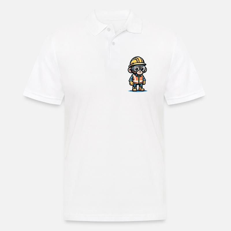 Cute Monkey Construction Worker - Männer Poloshirt - Weiß