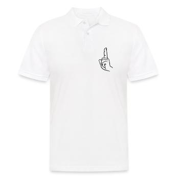 Handgeste, Fingerheben - Männer Poloshirt - Weiß - Vorne - Kai (181cm)