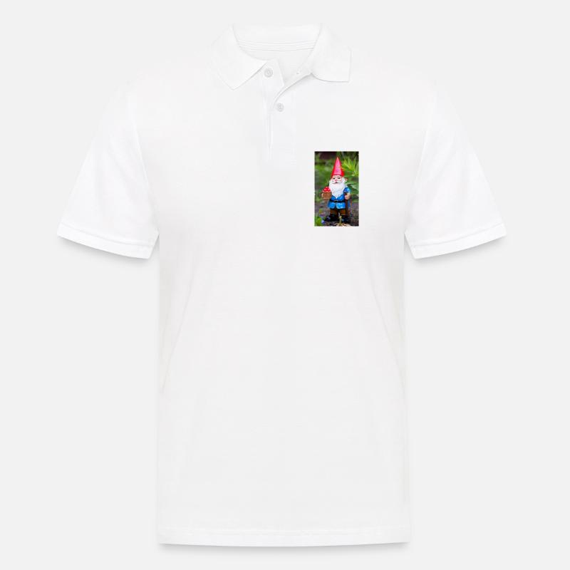 Gartengnom mit Korb - Männer Poloshirt - Weiß