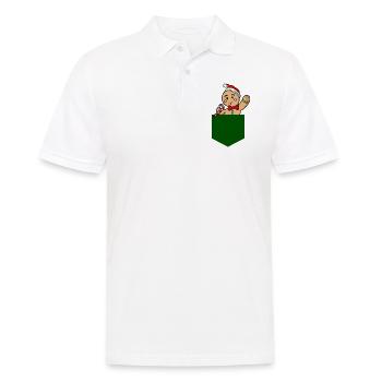 Weihnachten Lebkuchenmann in Brusttasche Geschenk - Männer Poloshirt - Weiß - Vorne - Kai (181cm)
