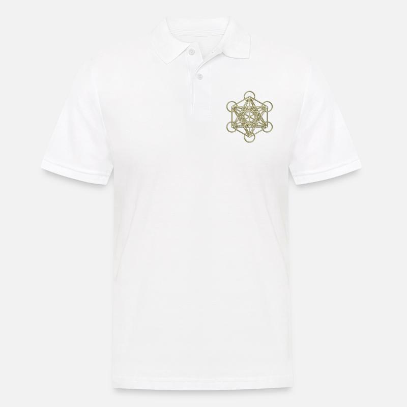 Metatrons Cube gold 3D - Männer Poloshirt - Weiß