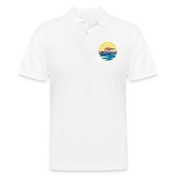 Ponton boot Retro Sunset Für Pontonbesitzer 2021 - Männer Poloshirt - Weiß - Vorne - Kai (181cm)