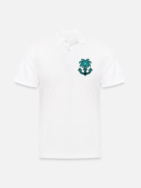 Palme Anker Herz Liebe - Männer Poloshirt - Weiß