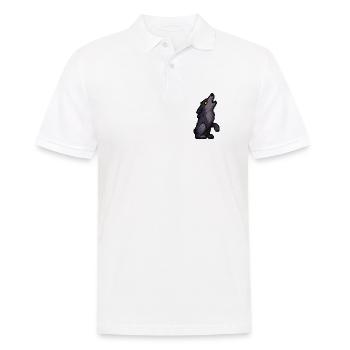 Mondwolf-Silhouette in Dunkler Palette - Männer Poloshirt - Weiß - Vorne - Kai (181cm)
