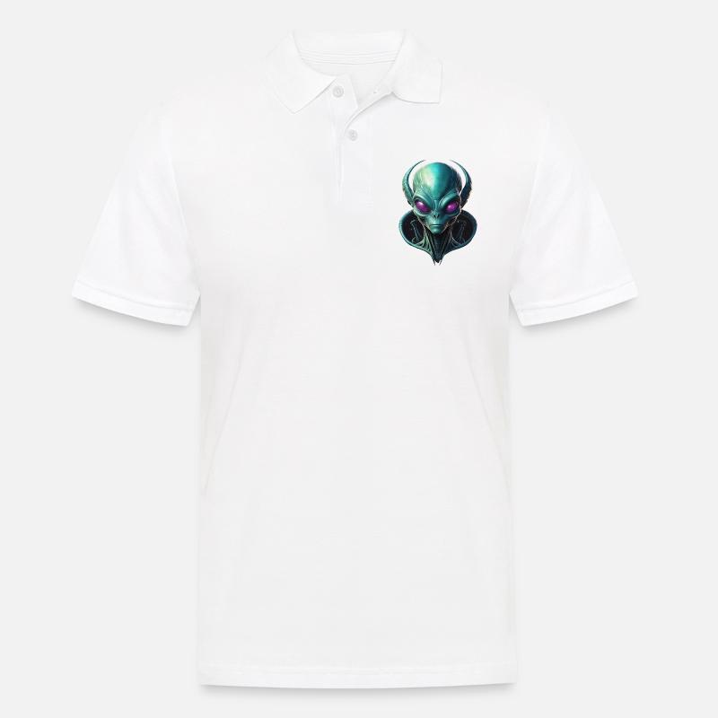 Alien Kopf mit Galaxy-Kragen - Männer Poloshirt - Weiß