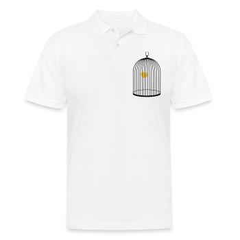 fliegendes Herz mit Flügeln im Käfig gefangen - Männer Poloshirt - Weiß - Vorne - Kai (181cm)