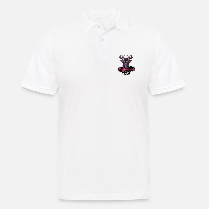 Mykonos 2024 Hirsch - Männer Poloshirt - Weiß
