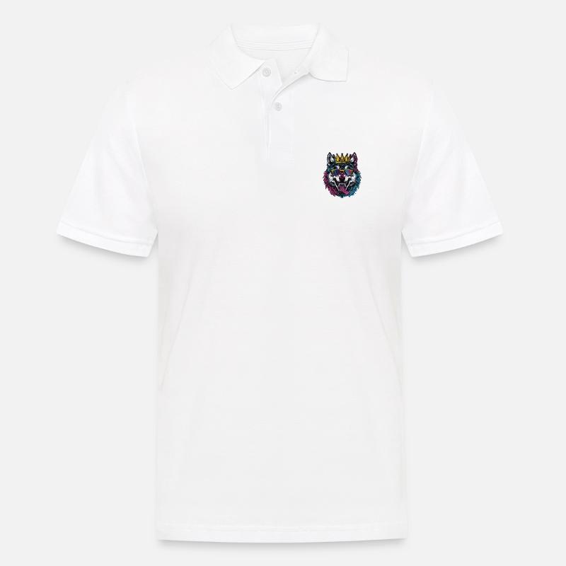 Wolf Comic - Männer Poloshirt - Weiß