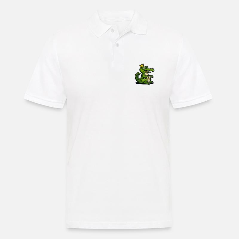 Alligator Comic Krone - Männer Poloshirt - Weiß