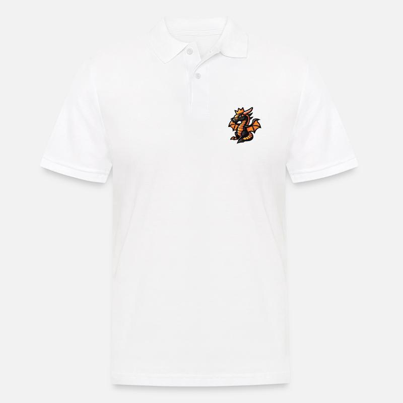 Drache Comic Krone - Männer Poloshirt - Weiß