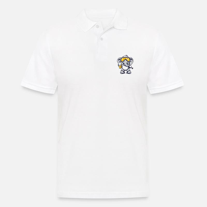 Elefant Ski Bier - Männer Poloshirt - Weiß