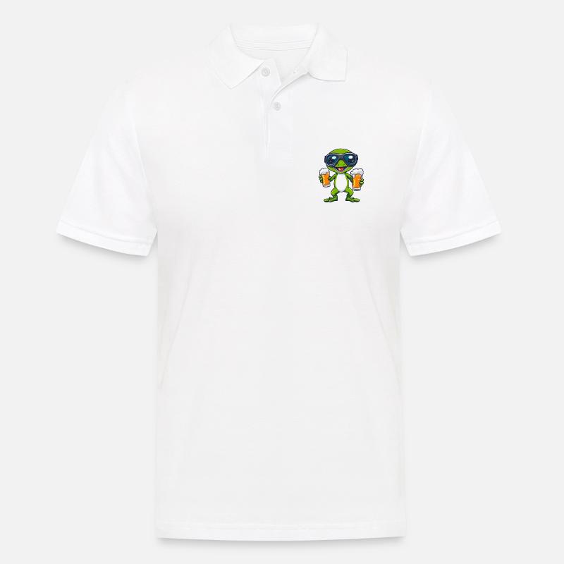 Echse Ski Bier - Männer Poloshirt - Weiß