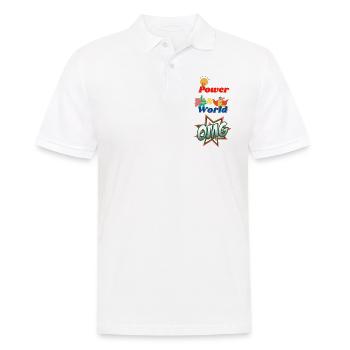 Power & World OMG - Men's Polo Shirt - white - Front - Kai (181cm)