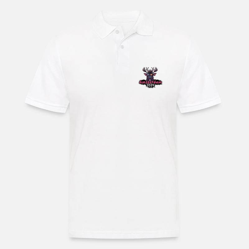 Amsterdam 2024 Hirsch - Männer Poloshirt - Weiß