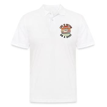 Kapitän Old Retro Life is better on a boat Boot - Männer Poloshirt - Weiß - Vorne - Kai (181cm)