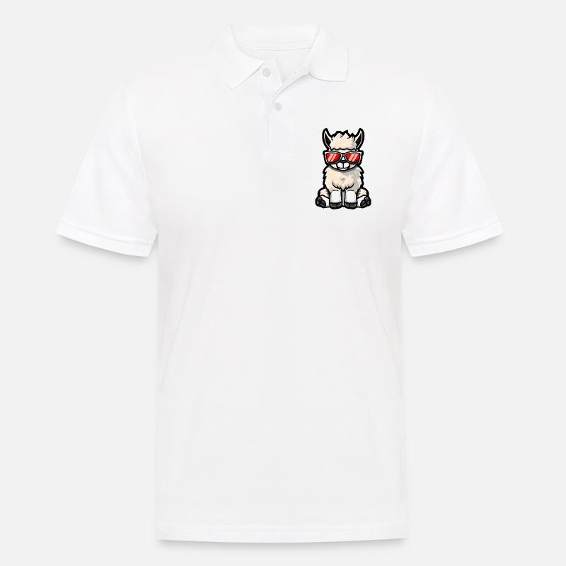 Alpaka Llama Cool Comic - Männer Poloshirt - Weiß