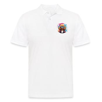 Cooler Pudel im Sonnenbrille im bunten Farbkreis - Männer Poloshirt - Weiß - Vorne - Kai (181cm)