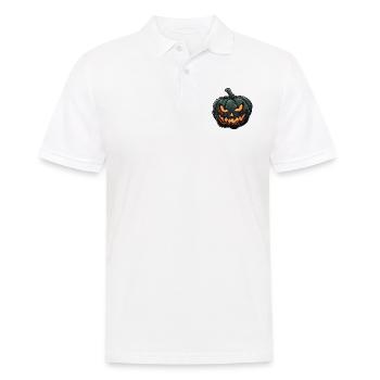 Drôle de citrouille d’Halloween aux yeux brillants - Polo Homme - blanc - Devant - Kai (181cm)