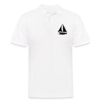 Kleines Segelboot mit gesetzten Segeln - Männer Poloshirt - Weiß - Vorne - Kai (181cm)