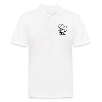 Freundlich lächelnder T-Rex Dino Zeichnung - Männer Poloshirt - Weiß - Vorne - Kai (181cm)