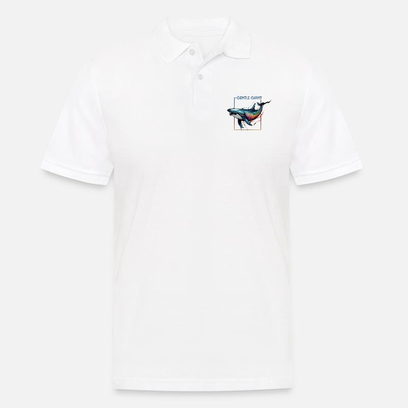 Strahlender Regenbogenwal - Der sanfte Riese - Männer Poloshirt - Weiß