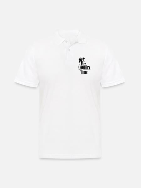 ITS COUNTRY TIME, COWBOYHUT - Männer Poloshirt - Weiß