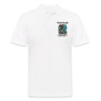 Schwimmen, Radfahren, Laufen, Triathlon, Triathlet, Sensenmann - Männer Poloshirt - Weiß - Vorne - Kai (181cm)
