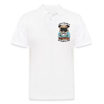 I Wake Up Because of Coffee Not Because OF Work - Männer Poloshirt - Weiß - Vorne - Kai (181cm)