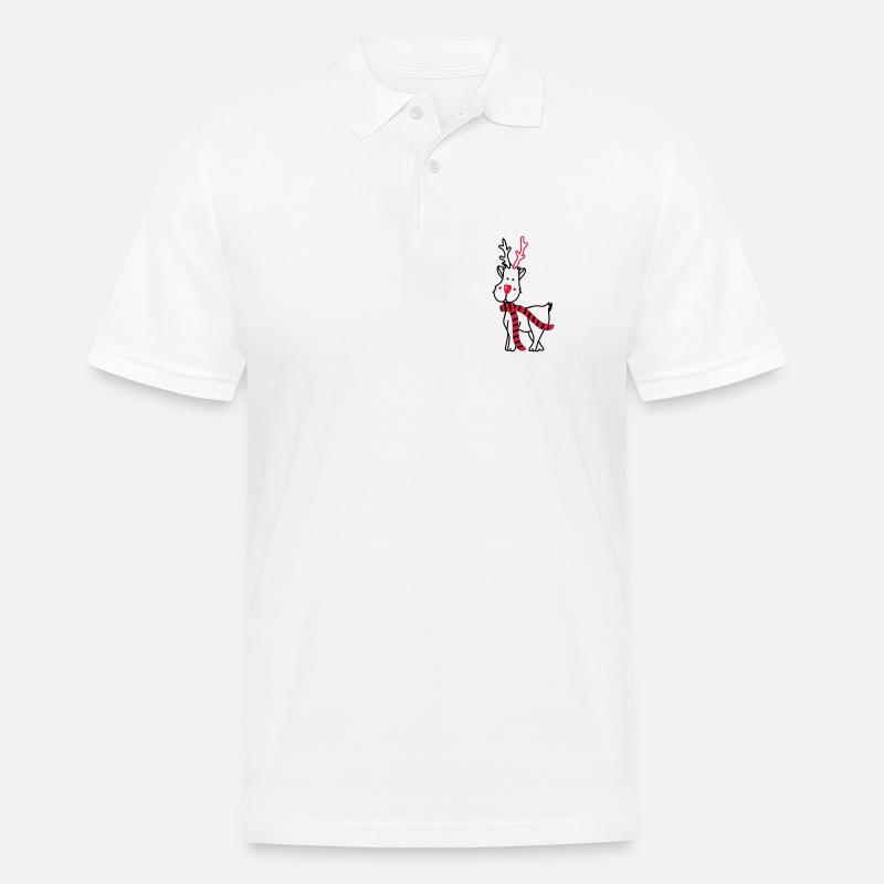 Rentier mit Schal - Männer Poloshirt - Weiß