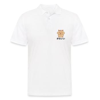 Hamster Happy Kawaii Chibi Anime Japanese Kanji - Men's Polo Shirt - white - Front - Kai (181cm)