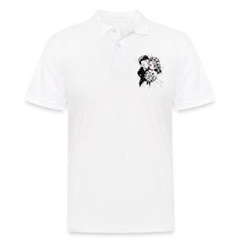 Wedding Watercolor Anime Chibi Bride and Groom - Men's Polo Shirt - white - Front - Kai (181cm)