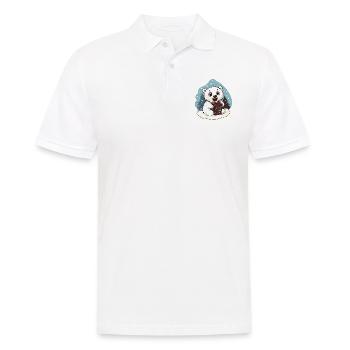 Niedlicher Eisbär mit Geschenk an Weihnachten - Männer Poloshirt - Weiß - Vorne - Kai (181cm)