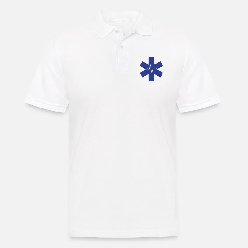 Sanitäter Herzfrequenz-Logo mit Herzschlag - Männer Poloshirt - Weiß