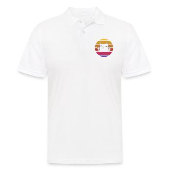Vintage chat avec le majeur retro soleil shirt - Polo Homme - blanc - Devant - Kai (181cm)