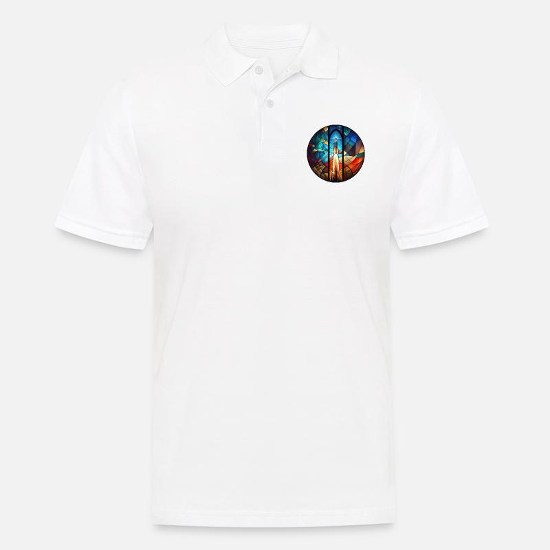 Lancement de fusée spatiale Kirchenglass Buntglass - Polo Homme - blanc