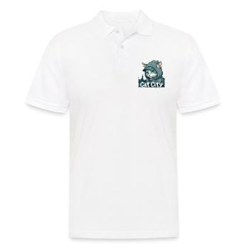 Mode aus Katzenstadt: Eleganz für Trendsetter - Männer Poloshirt - Weiß - Vorne - Kai (181cm)