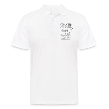 Chuchichäschtli - Vektor=Motivfarbwechsel möglich - Männer Poloshirt - Weiß - Vorne - Kai (181cm)