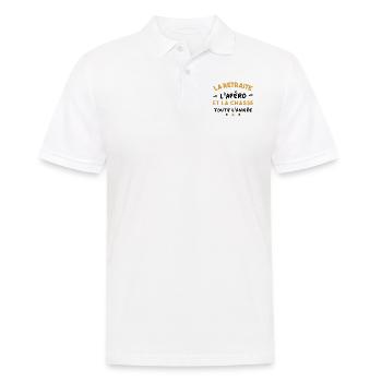 Retraite, Apéro & Chasse Humour - Polo Homme - blanc - Devant - Kai (181cm)