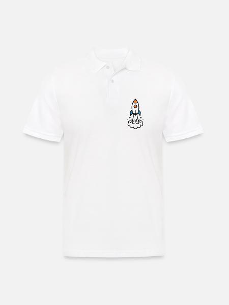 Rocket Launch Space Comic - Men's Polo Shirt - white