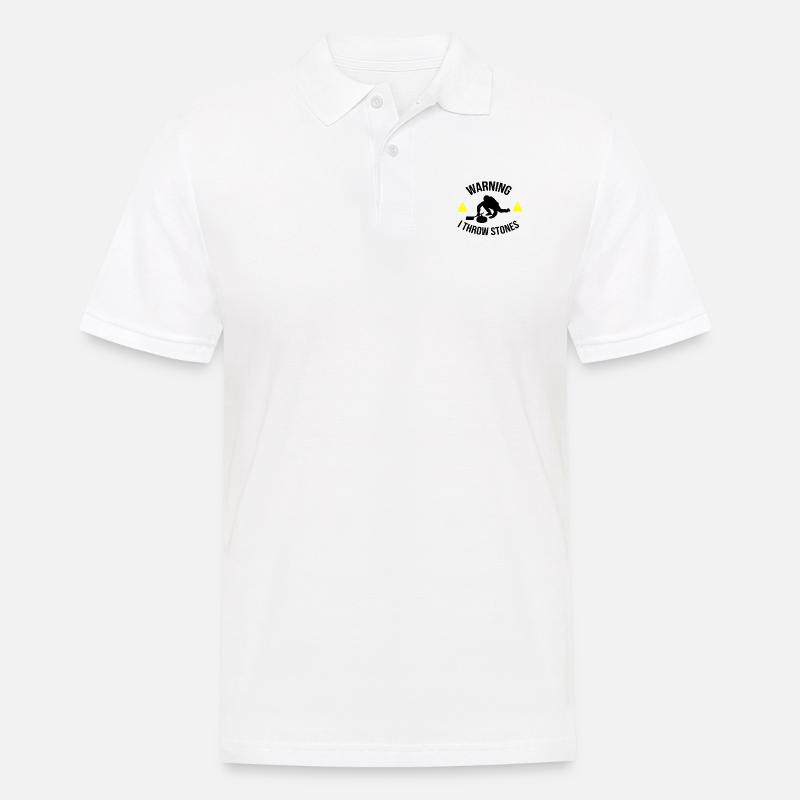 I Throw Stones Funny Curling Gift Bigodino - Polo da uomo - bianco