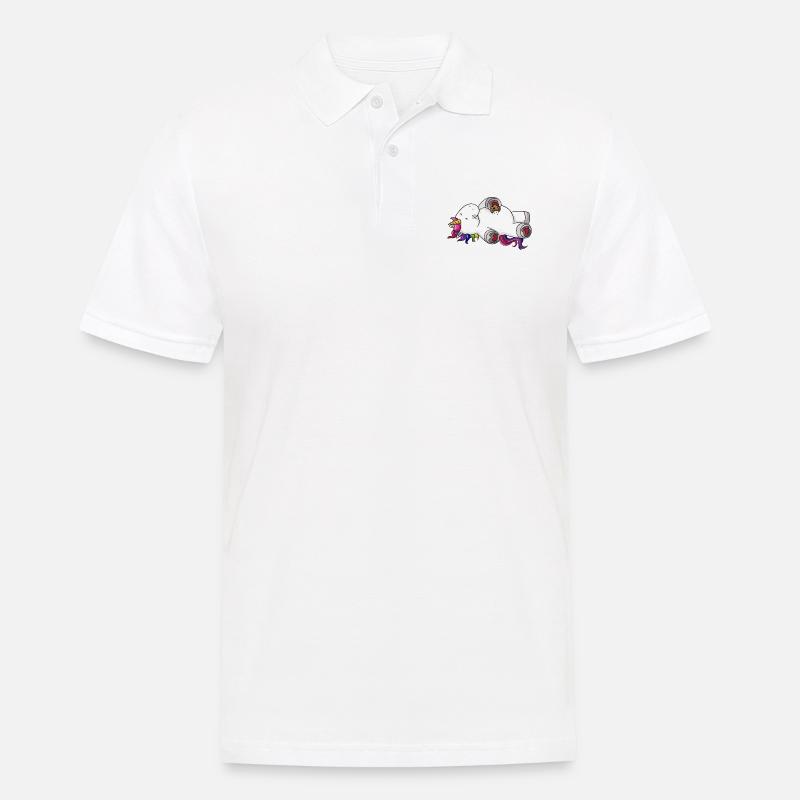 Mampfendes Comic Einhorn Regenbogen - Männer Poloshirt - Weiß