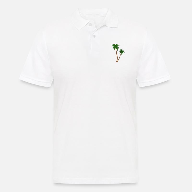 Palmier vert à la plage - Polo Homme - blanc