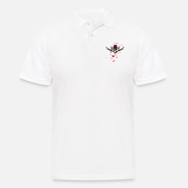 Samurai-Krieger Schwerter Blumenmotiv - Männer Poloshirt - Weiß
