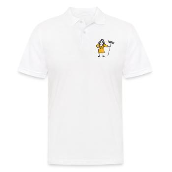 Frau mit Besen - Putzfrau - V2 - Männer Poloshirt - Weiß - Vorne - Kai (181cm)